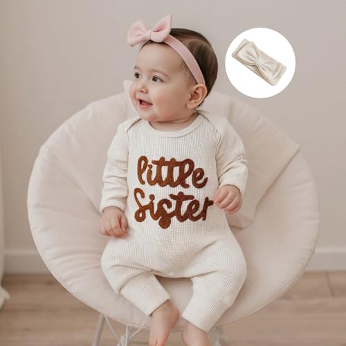 Infant Baby Girl Fall Outfit Sweatshirt Romper Little Sister Lil Sis Long Sleeve Jumpsuit Onesie Newborn Winter Clothes2