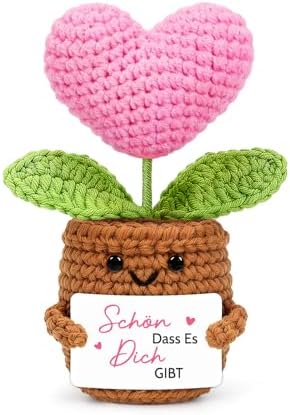 HUKUMA Geschenke für Frauen,Strickwolle Herzblume Figuren, Kreative Positive Herzblume Geburtstagsgeschenk, Dankeschön Geburtstag Geschenke, Kleines Geschenk für Frauen Freundin Be