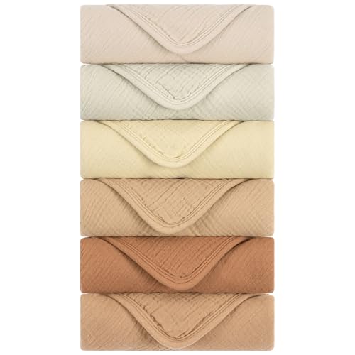 Yukkidds Mulltücher Baby Spucktücher Baumwolle Spucktuch 50x25 cm Saugfähig und Atmungsaktive Wickeltücher Musselintücher 6 Stück für Neugeborene Junge und Mädchen, Khaki