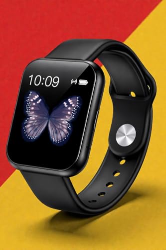Image of Smart Watch with Fitness Tracker, 1.7 Inch Touch Screen, Heart Rate Monitor, Black Sports Band, Digital Display, Bluetooth Compatible