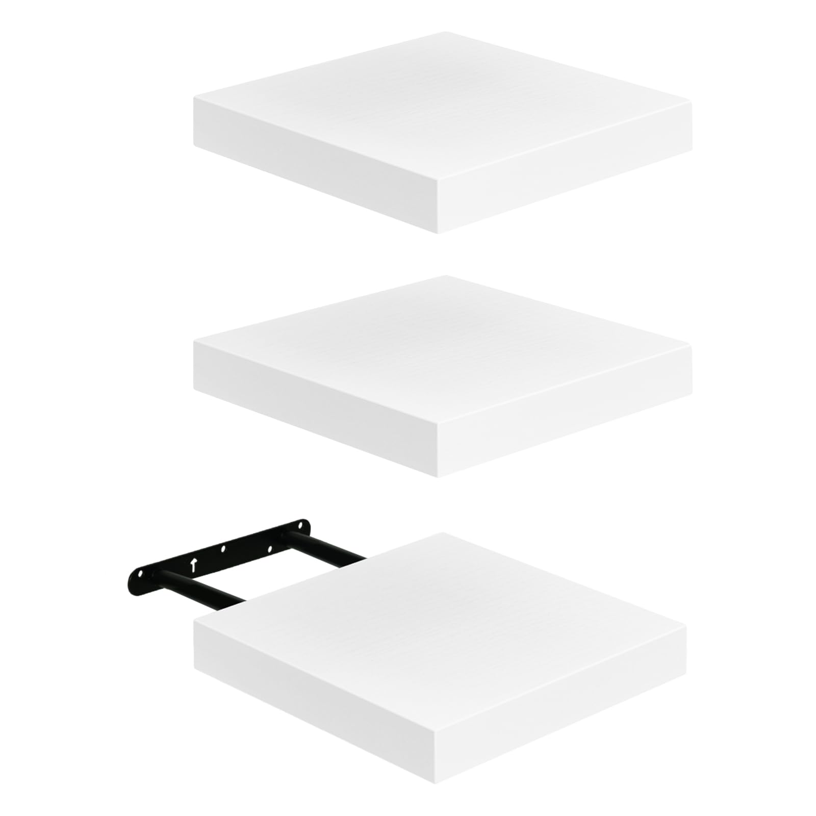 Estantes Flotantes Estantes de Pared Juego de 3 Compactos de 20 x 20 Cm de Tablero de Fibra de Densidad Media para Salón, Cocina, Pasillo, Blanco