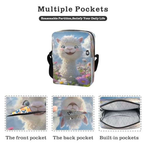 Crossbody Bag Cute Alpaca Messenger Bag for Women Men Purse Shoulder Bag Satchel Bag with Adjustable Strap 214B93092