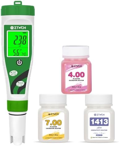 Hydroponic pH EC Meter, Water pH TDS PPM Meter with Simultaneous Display for Reservoir Nutrient Solution, pH EC Meter for Water Hydroponic DWC System Setup, Measure Conductivity for Aquaponics