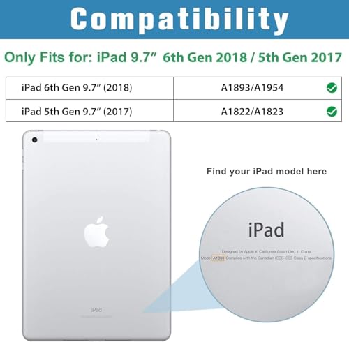 Image of ProCase Smart Case for iPad 9.7 Inch iPad 6th /5th Generation 2018 2017(Model: A1893 A1954 A1822 A1823), Ultra Slim Lightweight Stand Cover with Translucent Frosted Back -SkyBlue