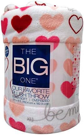 The Big One Super Soft Plush Fleece Throw Blanket Hearts, Be Mine 60" x 70" Oversized