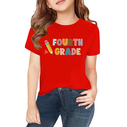 Fourth Grade Shirts for Girls Boys Student Back to School T Shirt Kids First School Day Outfit Short Sleeve Tops