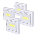 TBTeek Closet Light, Super Bright, Battery Operated, Stick Anywhere, 200 LM Cob Led Lamp, Light Switch Nightlight, Tap Lights for Closet, Shed, Attic, Emergency (4 Pack)