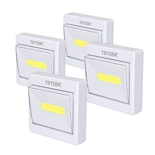 Closet Light, Super Bright, Battery Operated, Stick Anywhere, 200 LM Cob Led Light Switch Nightlight, Tap Lights for Closet, Shed, Attic, Emergency (4 Pack)