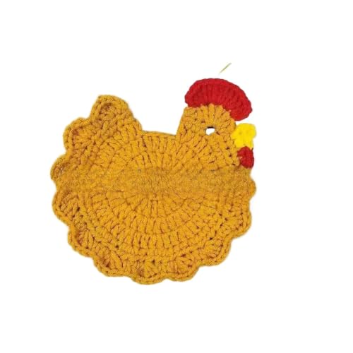 Dessous de Verre en Crochet Poulet x3 | Tissu Doux & Lavable - 2
