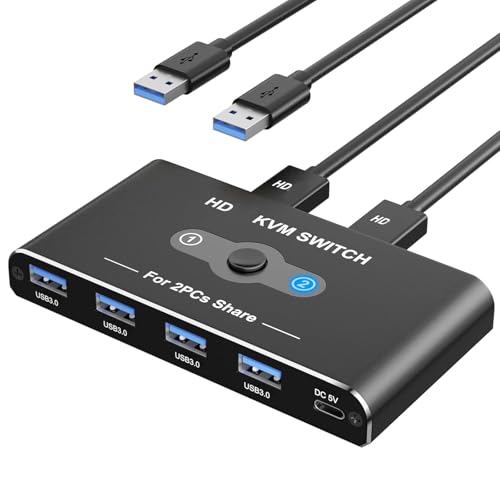 Commutateur KVM 4K60Hz USB 3.0 sélecteur écran pour 2 PC et hub compatible HDTV