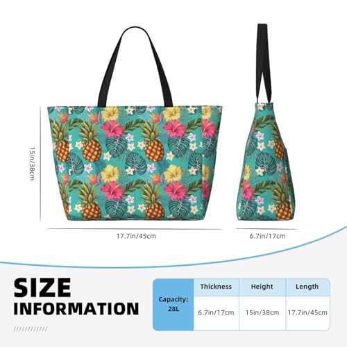 Large Beach Bags Water-resistant Sandproof - Hawaiian Style Pineapple Cute Beach Tote Bags for Women with Zipper2