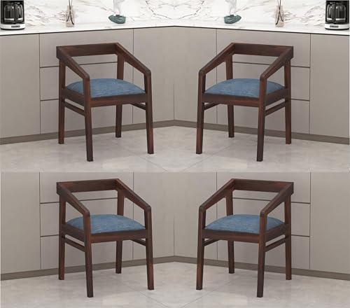 Image of SUNCOM Solid Sheesham Wood Chair Set of 4 for Living Room | Wooden Dining Chair | Home Dining Room Furniture (Walnut Finish, 4 Chairs)