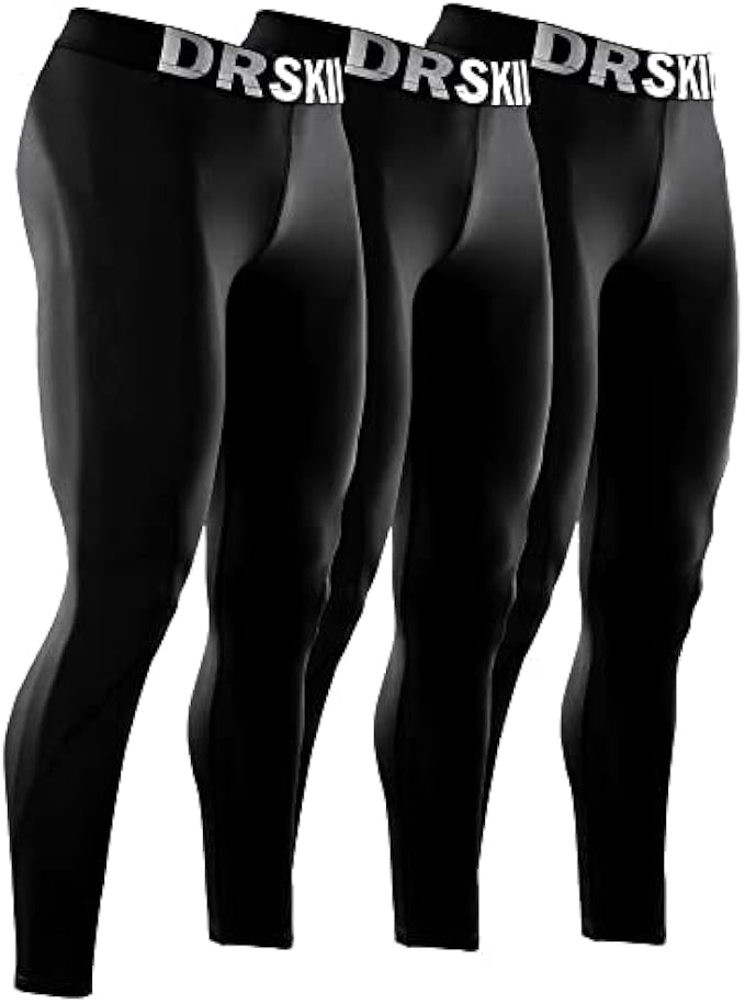 DRSKIN 5, 4, 3 or 1 Pack Men’s Compression Pants Tights Leggings Sports Baselayer Running Athletic Workout Active