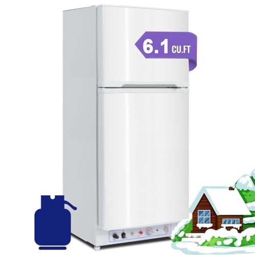 Smad Propane Refrigerator, Off Grid Propane Refrigerator with Freezer 9.3 cu.ft, 110V/Propane Fridge, Gas Fridge for Garage,RV,Food Truck,Chalets