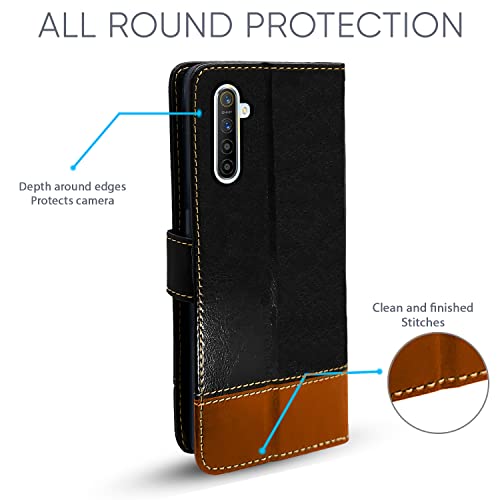 Pikkme Realme XT/X2 Flip Cover Black Black & Brown - Image 3