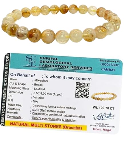 Image of Natural Citrine Crystal Bracelet for Men & Women - Certified Yellow Gemstone Beads for Wealth Abundance Positive Energy and Healing Jewelry