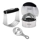 Biscuit Cutter, Dough Blender, iNeibo Pastry Scraper with Egg Separator, Heavy Duty & Durable Baking Dough Tools