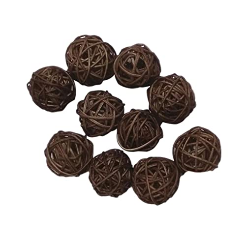 VAZZIC 10 stuks 3 cm rieten rotan ballen, vaasvullers met natuurlijke bollen, kerst-, bruiloftsfeest, decoratieve ambachten, voor doe-het-zelf handwerk, feest (koffiebruin)