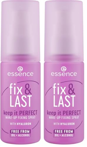 Essence Cosmetics essence fix et LAST keep it PERFECT MAKE-UP FIXING SPRAY spray fixateur, fixant, naturel, sensation de rosée (50ml) (Lot de 2)