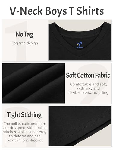 4 Pack Boys Shirts Short Sleeve Tees for Boys Cotton T Shirts V-Neck Tshirts Summer Tops 2-18 Years3