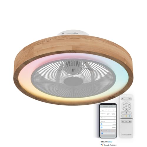 UNIVERSALBLUE Ventilador de Techo con Luz LED Multicolor y WIFI | Ventilador sin Aspas con Luz...