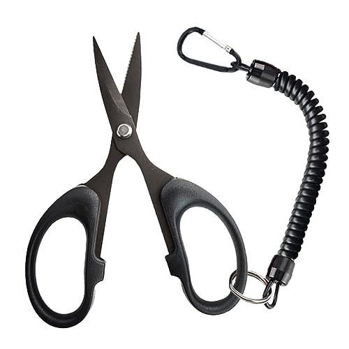 BESTonZON Professional Fishing Line Shear Portable Titanium Plated Scissors Braid Scissors Fishing Shear Metal Rubber Wire Cutter