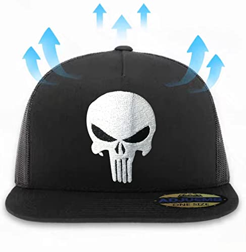 Classic Snapback Hats Skull Embroidery Adjustable Flat Bill Hat Unisex Baseball Caps