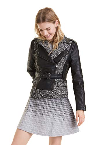 Veste de motard Desigual Ringo finitions premium similicuir et tweed chic féminin