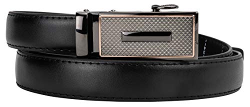 Women's Leather Ratchet Belt, Trim to Fit 18"- 44" Waist, No Holes, Packed in a Gift Box (W719X Black, 25mm Wide)3