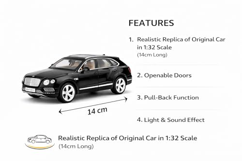 Image of Wizplex MSZ Official Licensed Bentley Bentayga Diecast Model Car 1:32 Scale | Light & Sound | Pull Back Action | Metal Luxury SUV Toy | Collectible Display & Gift