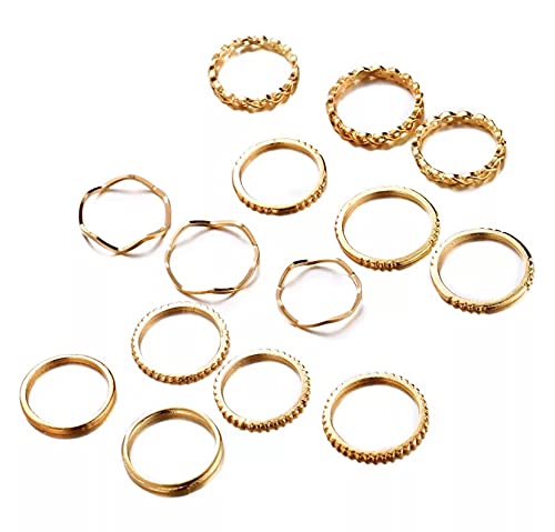 Vembley Gold Plated Fourteen Piece Plain Chain Multi Designs Ring Set For Women And Girls. - Adjustable (B09DLFS1QG) Amazon Price History, Amazon Price Tracker