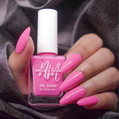 Image of Nails & More Bright Pink Nail Polish, Argan Oil-Infused Gel Shine, Neon Pink Nails, Fashion-Forward | 10ml