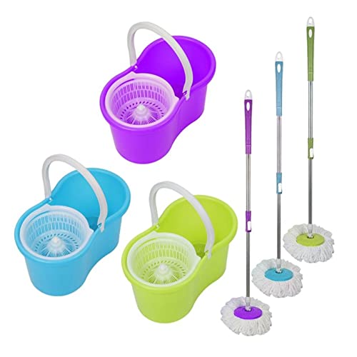 Mop/Flacher Bodenwischer Mops für Bodenreinigung Handdrücken Spin Mops mit Eimer Set Home Kitchen Bodenreiniger Abnehmbar mit Eimer Haushalt Saubere Werkzeuge Bodenreinigungssystem (Farbe: Lila) – Bild 8