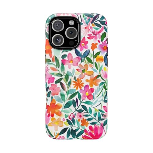 Coque iPhone 16 Pro Max aquarelle coloré rigide mate rose haut de gamme