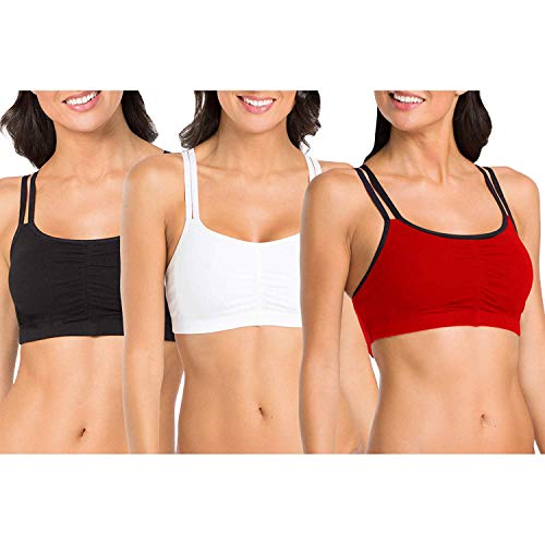 Image of Fruit of the Loom Women's Spaghetti Strap Cotton Sports Bra - All-Day Comfort & Easy Movement