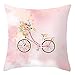 Lieson Fundas de cojín, 1 funda de cojín de 20 x 20 cm, color rosa claro, 50 x 50 cm, flor de bicicleta, poliéster