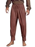 Mens Medieval Renaissance Pants Viking Pirate Mercenary Gothic Costume Cosplay Navigator Trousers Brown