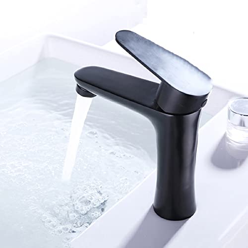 Mitigeur de lavabo noir en acier inoxydable pour évier 1 trou