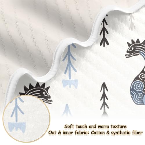 Image of Qilmy Viking Ships Baby Blanket for Boys Girls Kids with Soft Cotton, Cute Cozy Warm Nursery Receiving Swaddle Blanket for Toddler Infant Crib, 30 x 40 Inch