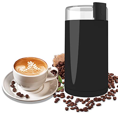 molinillo café, Wancle molinillo de semillas molinillo de café electricos para Granos de Café, Hierbas Medicinales, Nueces, Cereales, 150 W, Negro