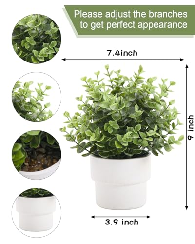 Coferset Plantas falsas grandes, plantas artificiais de eucalipto de 18,9 cm para prateleira, mesa,