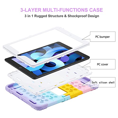 Funda para iPad 10.2 con soporte para lápiz y correa ajustable en color arcoíris 3