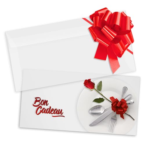 Bons cadeaux pour auberges et restaurants avec enveloppes de présentation pour repas festifs