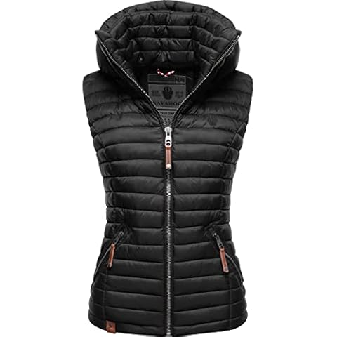 Navahoo Damen Übergangsjacke leichte Steppweste mit Abnehmbarer Kapuze Shadaa Schwarz Gr. M Cover