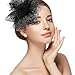 Hotalisona Fascinators Hats Tea Party Hats Black Flower Mesh Beaded Feathers with Headband with Clips Women's Fascinator Fashion Cocktail Hair Clip 1920s Accessories for Women