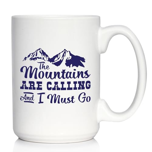 Taza de cerámica blanca 15 oz The Mountains Are Calling miniatura 1