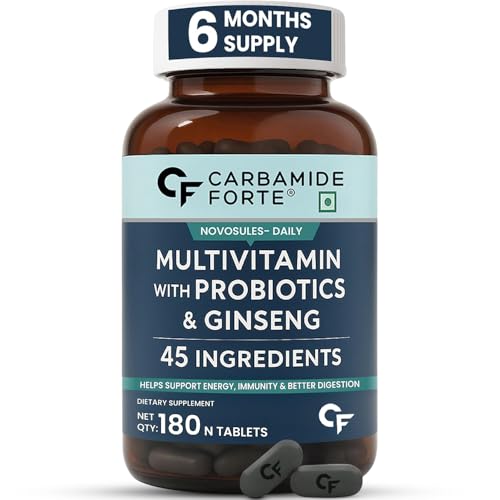 Carbamide Forte Multivitamin for Men&Women | Multivitamin with Probiotics & Ginseng | 180 Multi vitamin Tablets - 6 Months Supply