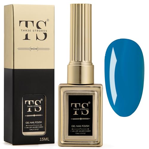 Image of THR3E STROKES Professional UV Gel Nail Polish, HEMA-FREE Lasts Upto 21 Days, Super Glossy Finish, Non-Chipping, Non-Smudging, Quick Drying Nail Polish,15 ml (15, 15ML)