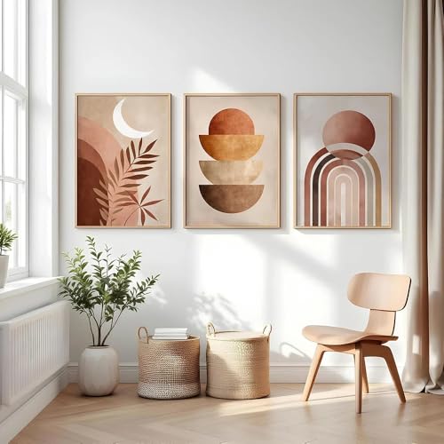 Tableau abstrait géométrique de haute qualité sur toile de 3 pièces