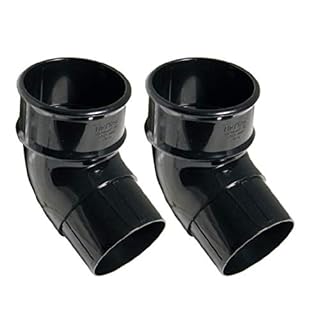 FLOPLAST 68mm Round Gutter Pipe 112 Degree Offset Bend - Black - Pack of 2